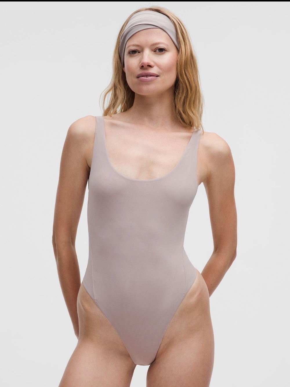 NWT Lululemon Nulu Mesh Scoop-Back Sleeveless Bodysuit - Medium, Mauve Gray